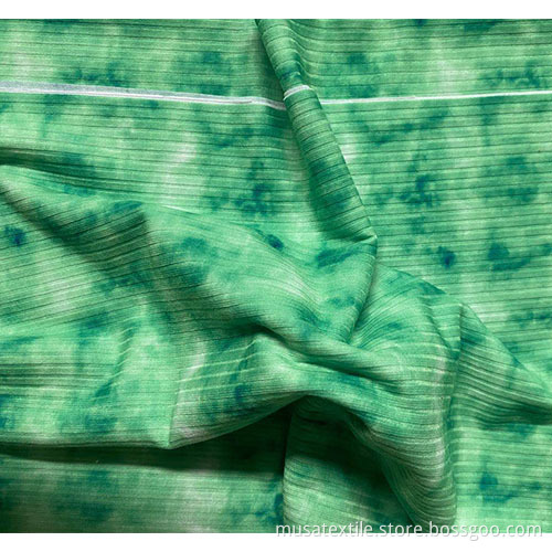 Musa Polyester Spandex 2x2 Rib Knit Print Fabric